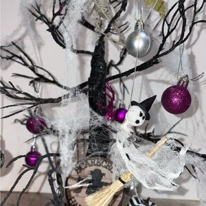 Spooky Black and Purple Halloween Tree Decor